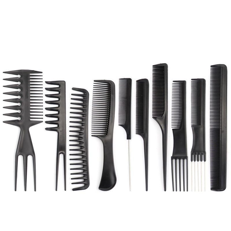 JMT-251402 10-Piece Hairdressing Comb Set for Professional Styling and Salon Use