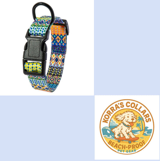 JMT-251530 Bohemian Striped Polyester Dog Collar for Small Dogs - All Season Casual Style