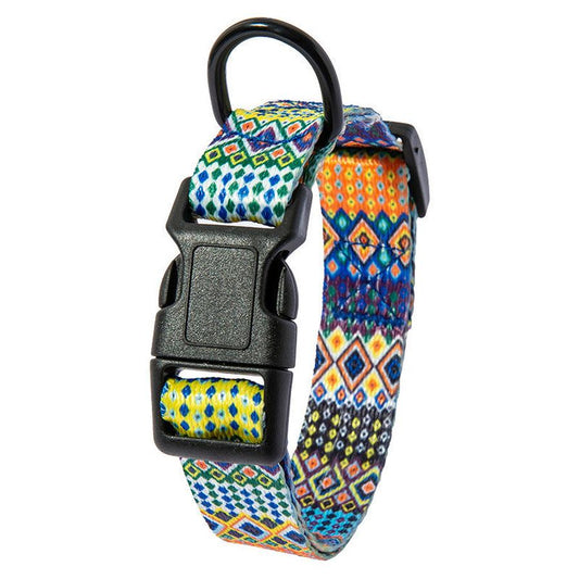 JMT-251530 Bohemian Striped Polyester Dog Collar for Small Dogs - All Season Casual Style