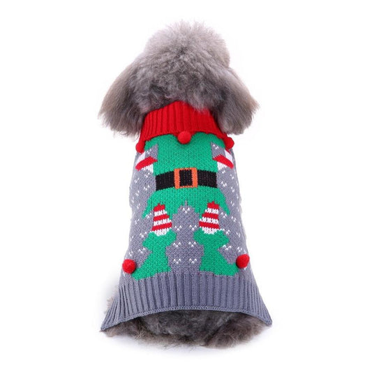 JMT-251658 Pet Bone Stripe High Neck Casual Christmas Sweater in Multiple Colors and Sizes