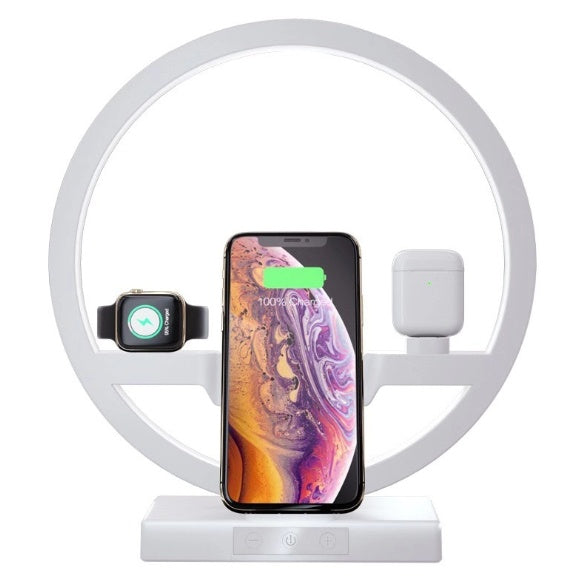 JMT-251722 3 in 1 Wireless Quick Charger for iPhone X XR, Apple Watch, and AirPods with LED Light, Overheat Protection