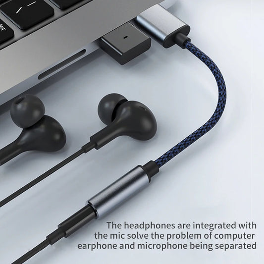 JMT-251850 USB to 3.5mm Audio Jack Adapter for Headsets and PCs, Compatible with Linux and PS4