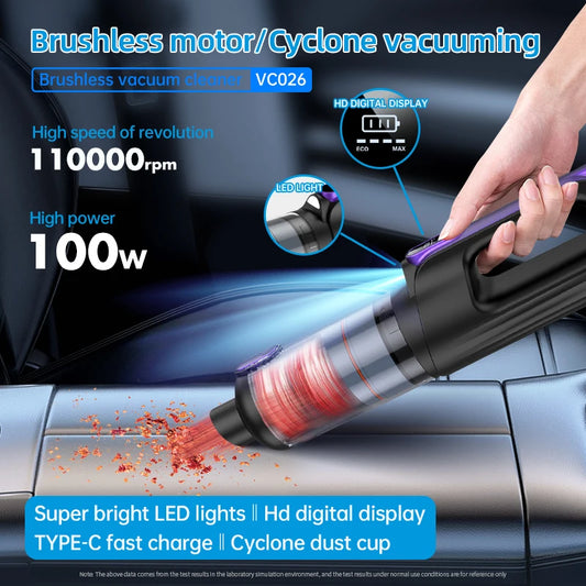 JMT-252490 Portable High-Power Car Vacuum Cleaner with Brushless Motor and Digital Display