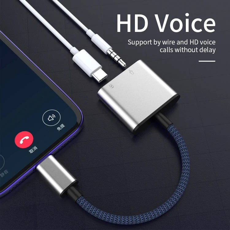 JMT-252682 2-in-1 Type C to 3.5mm Audio Adapter for iPhone 15 with Headphone Splitter Function
