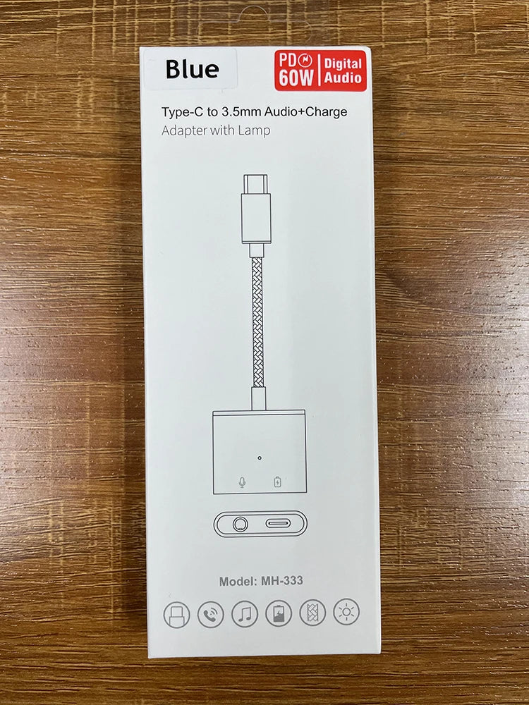 JMT-252682 2-in-1 Type C to 3.5mm Audio Adapter for iPhone 15 with Headphone Splitter Function