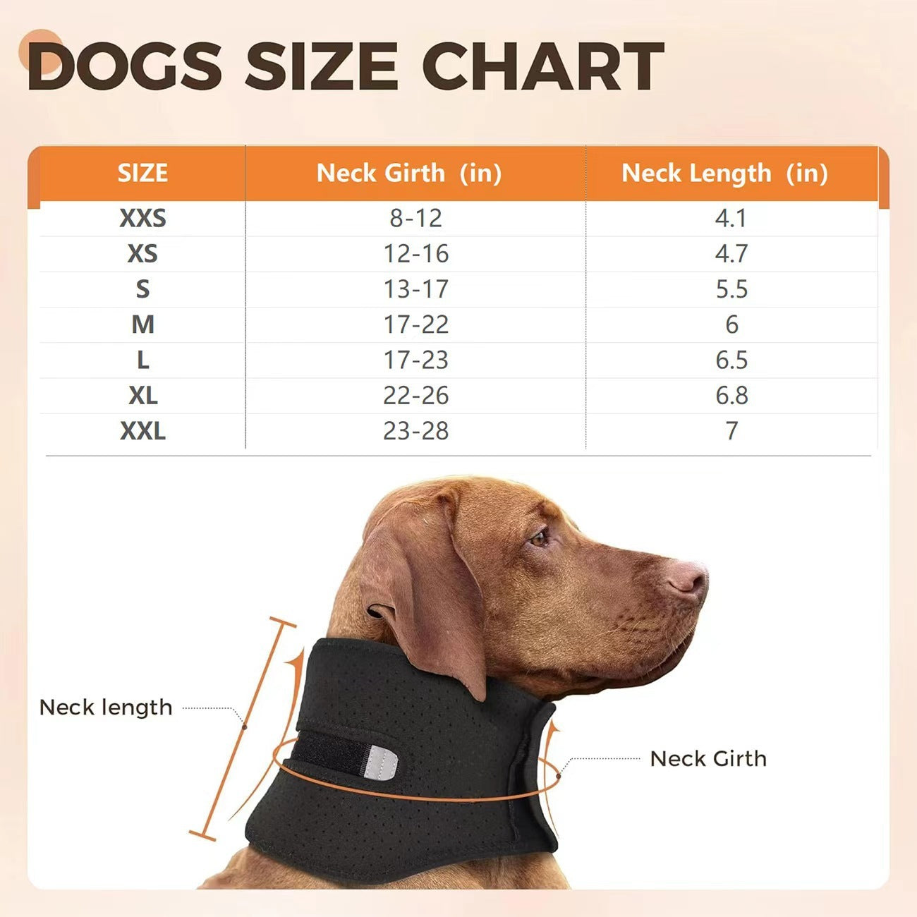 JMT-252682 Cervical Neck Support Brace for Dogs - Breathable Fabric with Reflective Strip, Multi-Size for Injury Recovery