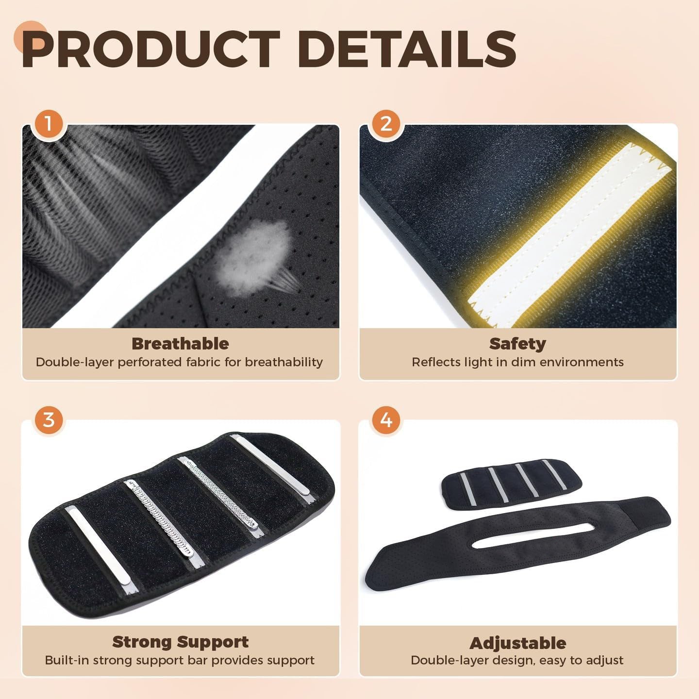 JMT-252682 Cervical Neck Support Brace for Dogs - Breathable Fabric with Reflective Strip, Multi-Size for Injury Recovery