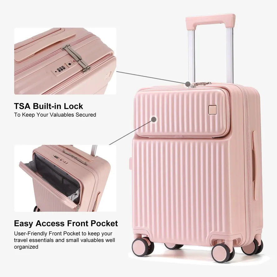JMT-252746 20-Inch Custom Logo Hard-shell Trolley Suitcase with Smooth Rolling Wheels