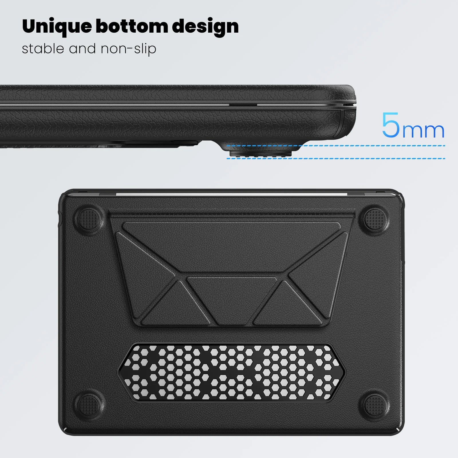 JMT-253002 Black PU Kickstand Cover for MacBook Air 13.6 (Model M2 A2681/M3 A3113)