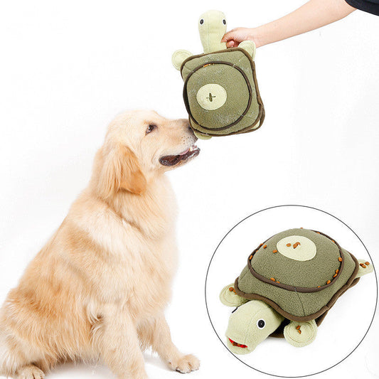 JMT-253002 Interactive Dog Tortoise Plush Toy for Training and Smelling - 22x40x10CM, Green Polar Fleece and Cotton
