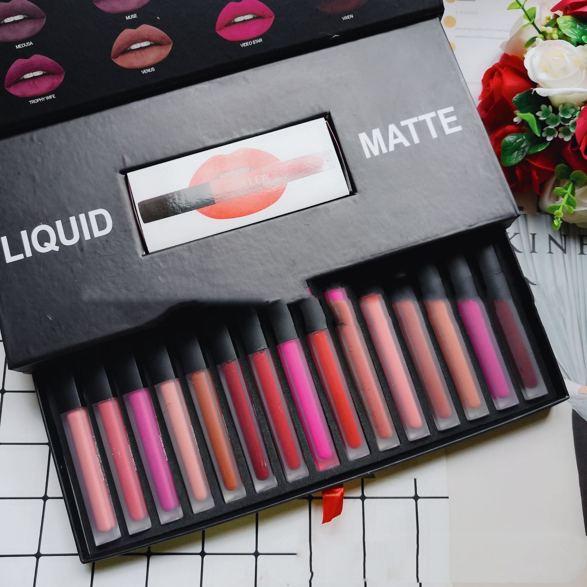 JMT-253450 Long Lasting Waterproof Lipstick Gift Set - 16 Matte Lip Gloss Shades