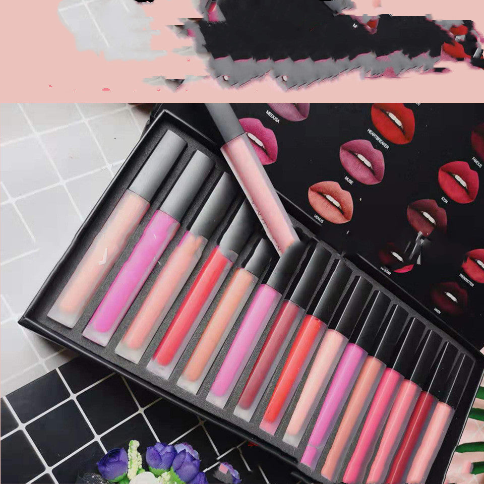 JMT-253450 Long Lasting Waterproof Lipstick Gift Set - 16 Matte Lip Gloss Shades