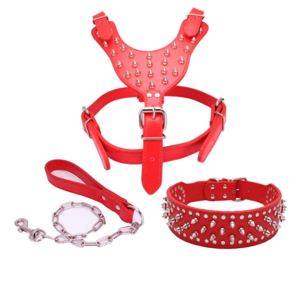 JMT-253514 Three-Piece Dog Safety Harness Set with Collar, Chest Strap, and Leash
