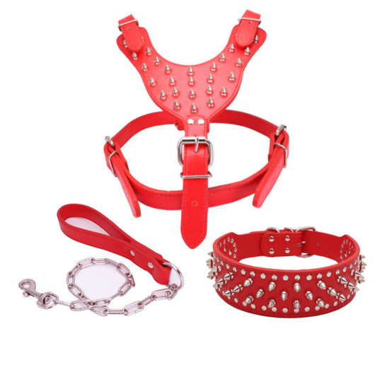 JMT-253514 Three-Piece Dog Safety Harness Set with Collar, Chest Strap, and Leash