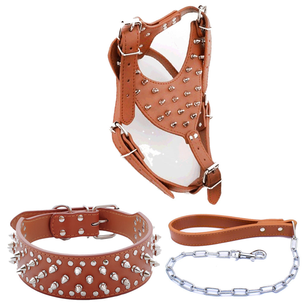 JMT-253514 Three-Piece Dog Safety Harness Set with Collar, Chest Strap, and Leash