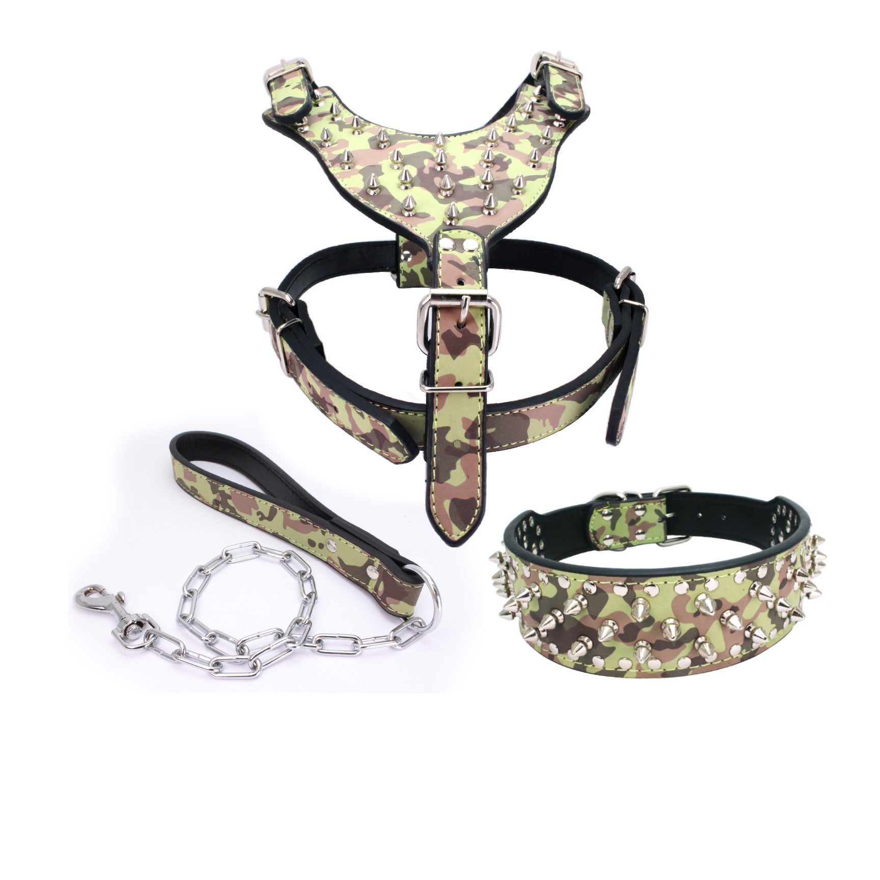 JMT-253514 Three-Piece Dog Safety Harness Set with Collar, Chest Strap, and Leash