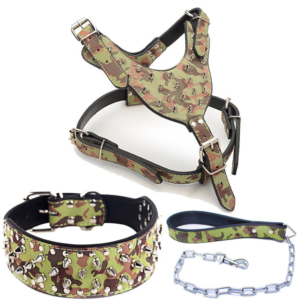 JMT-253514 Three-Piece Dog Safety Harness Set with Collar, Chest Strap, and Leash