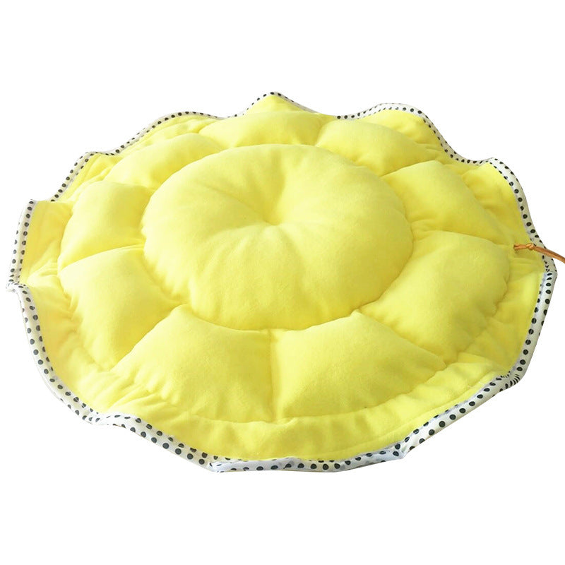JMT-253642 Cozy Bud Shape Small Dog Bed in Yellow - Soft Polar Fleece and Cotton Design for Pets Up to 10kg