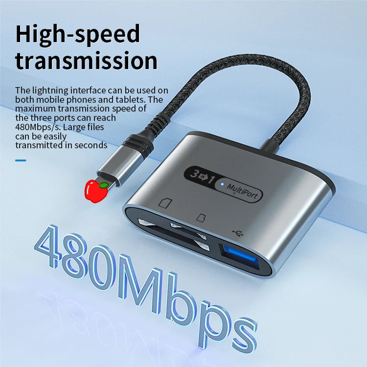 JMT-253834 Multi-Function 8-Pin SD TF Card Reader USB 3.0 OTG Connection Kit for iPhone and iPad