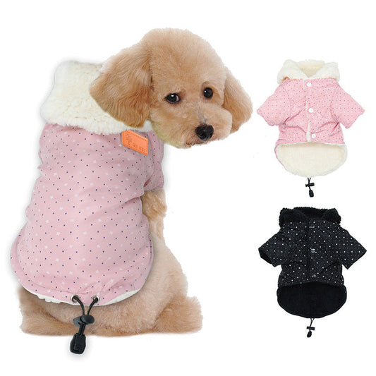 JMT-253962 Padded Hooded Dog Coat for All Sizes - Cotton Material, Casual Style, Available in Black and Pink