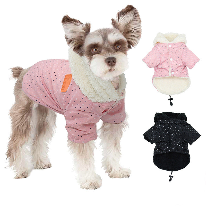 JMT-253962 Padded Hooded Dog Coat for All Sizes - Cotton Material, Casual Style, Available in Black and Pink