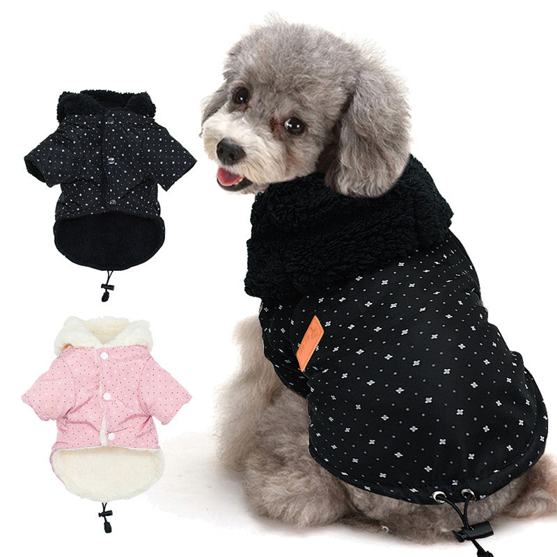 JMT-253962 Padded Hooded Dog Coat for All Sizes - Cotton Material, Casual Style, Available in Black and Pink