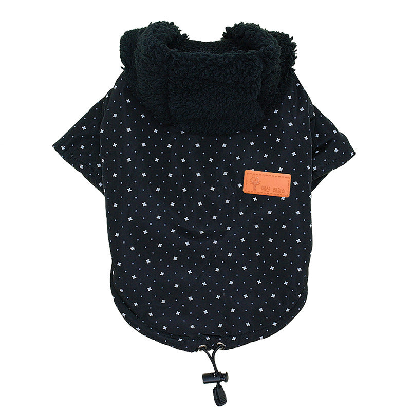 JMT-253962 Padded Hooded Dog Coat for All Sizes - Cotton Material, Casual Style, Available in Black and Pink