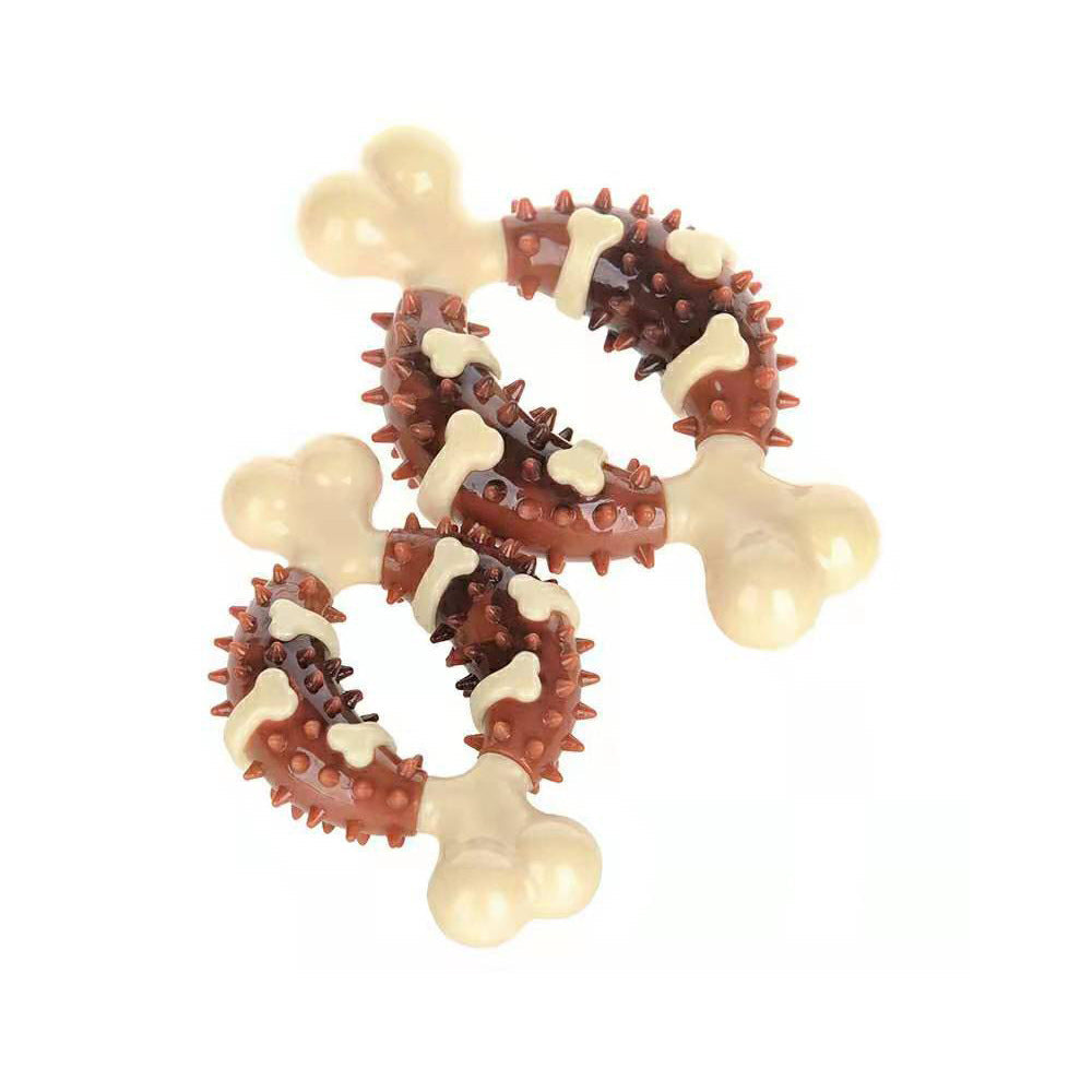 JMT-254154 Pet Molar Chew Toy for Teeth Grinding and Anxiety Relief - Natural Rubber Bone Shape for Dental Health and Chewing Fun