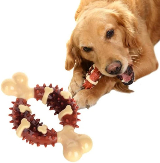 JMT-254154 Pet Molar Chew Toy for Teeth Grinding and Anxiety Relief - Natural Rubber Bone Shape for Dental Health and Chewing Fun