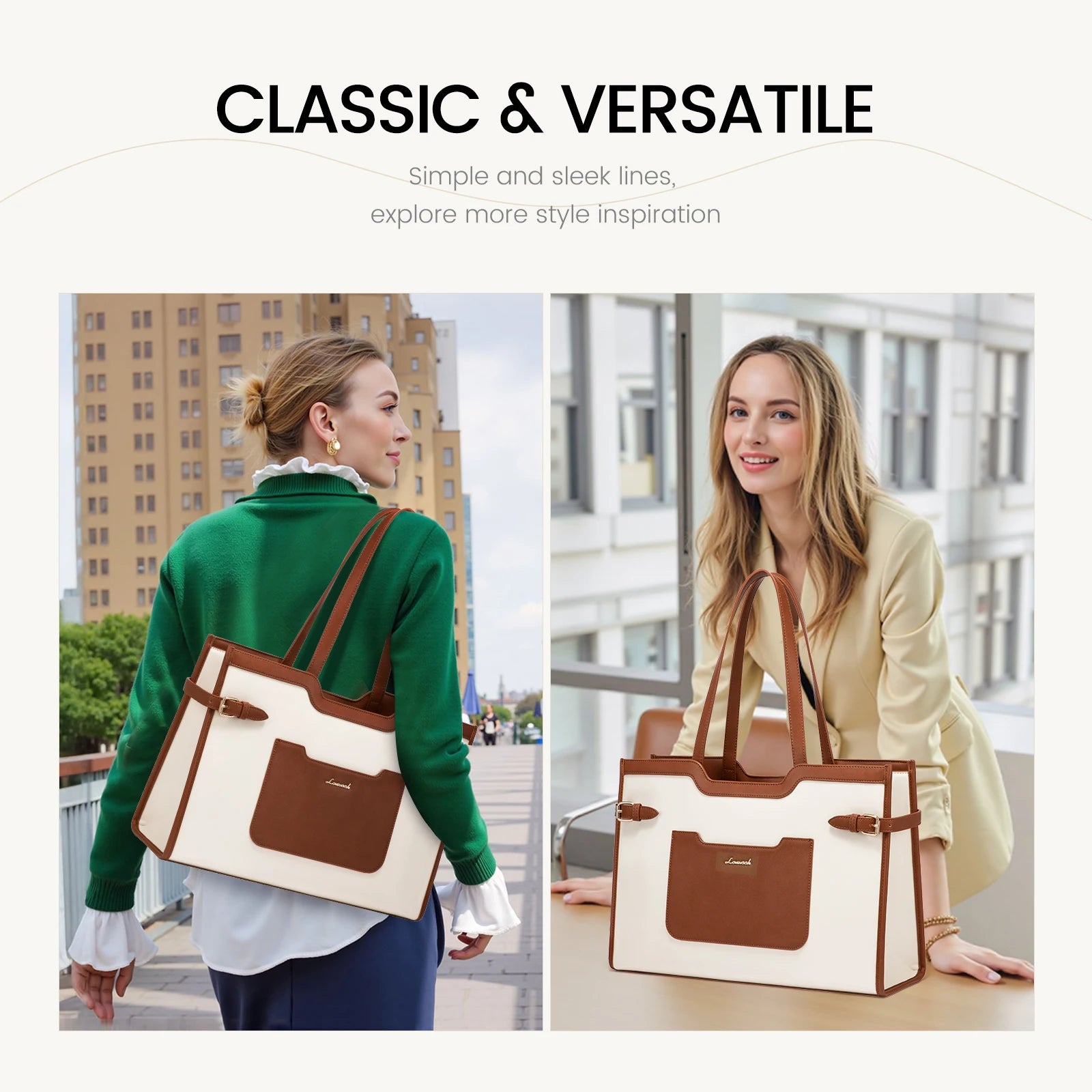 JMT-254154 Stylish Leather Laptop Tote Bag for 15.6 Inch Computers - Professional Women's Briefcase