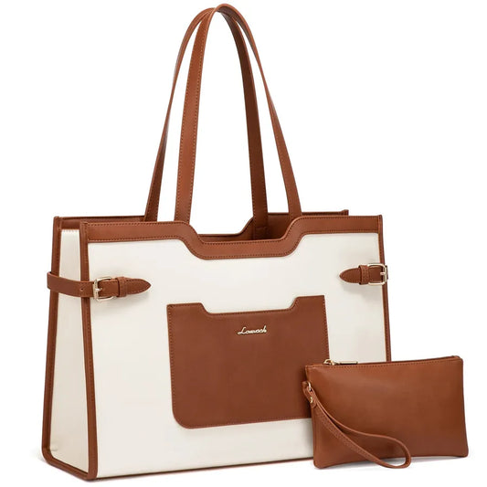 JMT-254154 Stylish Leather Laptop Tote Bag for 15.6 Inch Computers - Professional Women's Briefcase