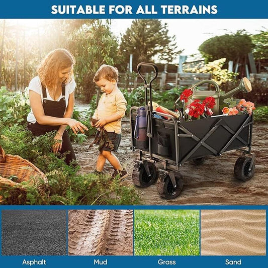 JMT-254218 Heavy Duty Foldable Camping and Garden Trolley Cart with Wheels