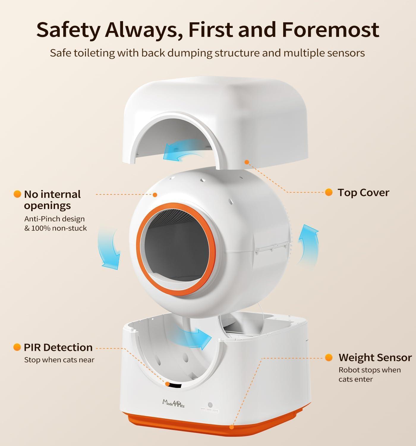 JMT-254346 Automatic Self-Cleaning Cat Litter Box with Smart App Control and Odor Reduction for Multiple Cats