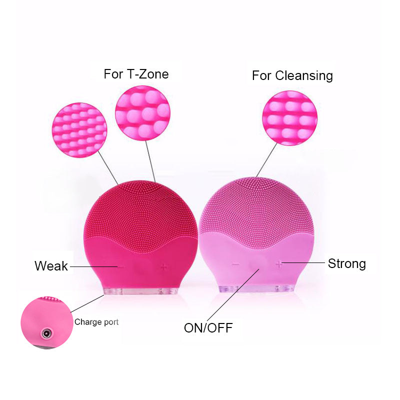 JMT-254474 Mini Electric Waterproof Silicone Facial Cleansing Brush with Sonic Vibration for Deep Pore Cleaning
