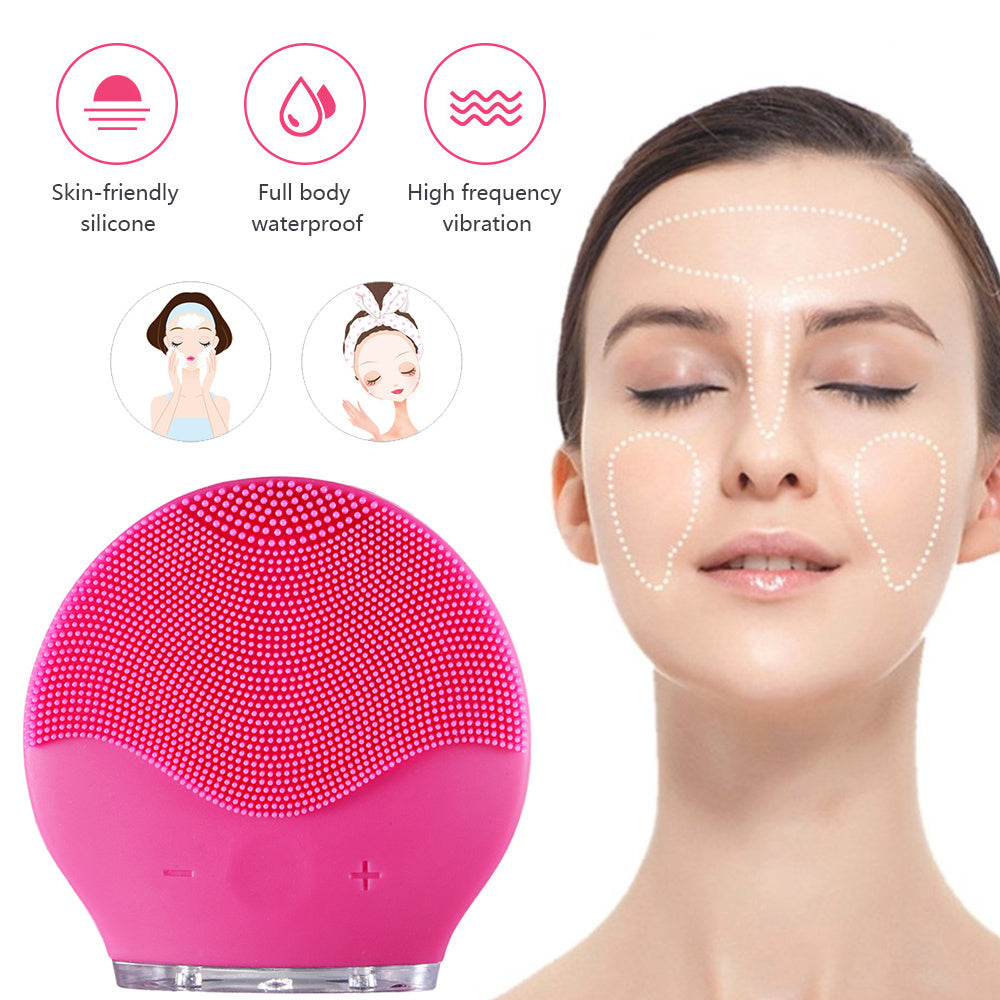 JMT-254474 Mini Electric Waterproof Silicone Facial Cleansing Brush with Sonic Vibration for Deep Pore Cleaning