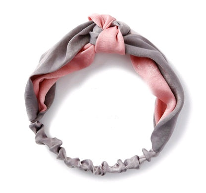JMT-254858 Retro Satin Wide-Brimmed Color Block Knot Headband for Women
