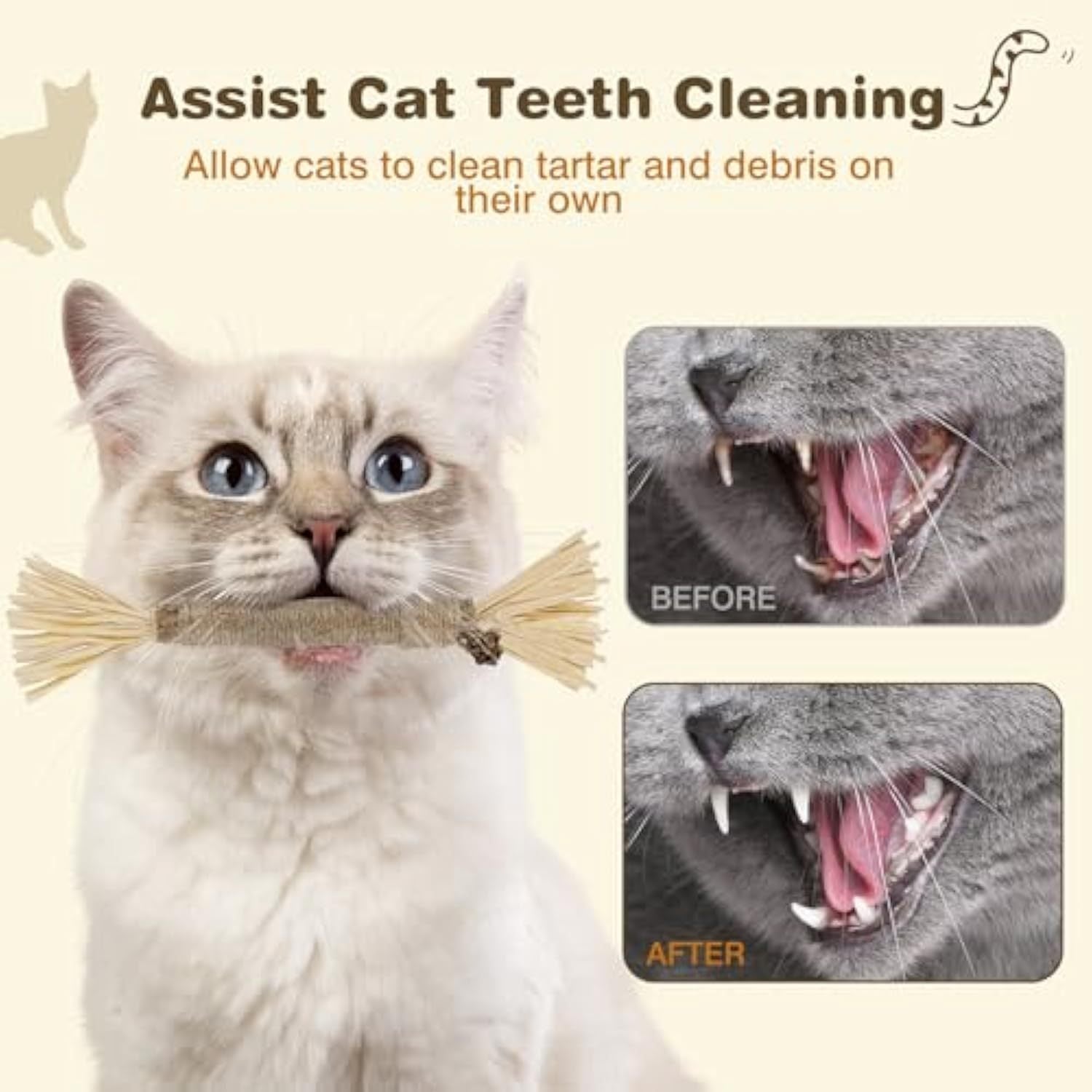 JMT-255306 Natural Silvervine Cat Chew Sticks - 3 Pack for Dental Care and Healthy Play