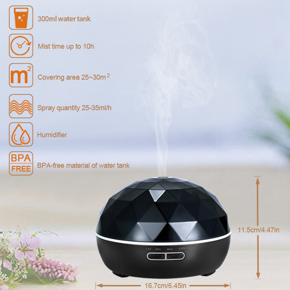 JMT-255626 Ultrasonic Aroma Diffuser with Colorful Night Light and Remote Control, 300ML Capacity, 30ML/H Output, Quiet Operation