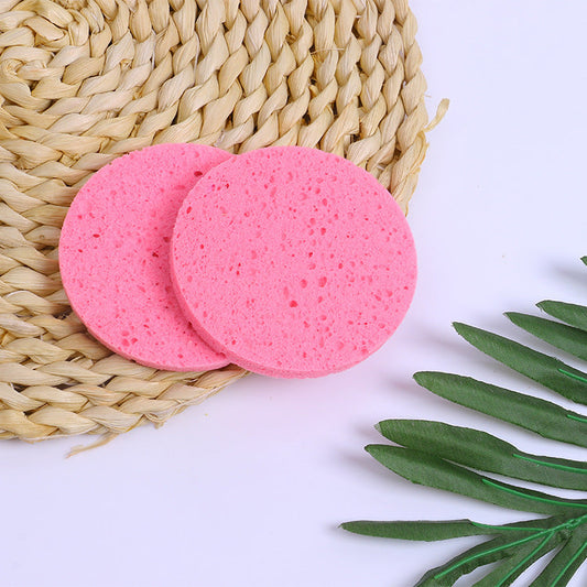 JMT-255754 Round Soft Clean Face Wash Pads – 5pcs of Wood Pulp Cotton, Pink, Φ85×15MM