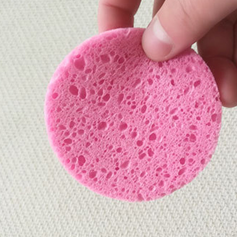 JMT-255754 Round Soft Clean Face Wash Pads – 5pcs of Wood Pulp Cotton, Pink, Φ85×15MM