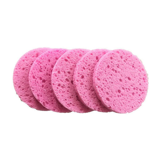 JMT-255754 Round Soft Clean Face Wash Pads – 5pcs of Wood Pulp Cotton, Pink, Φ85×15MM