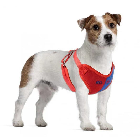 JMT-256394 Soft Suede Vest-Style Dog Harness with 1.5 Meter Leash - Available in Multiple Colors and Sizes
