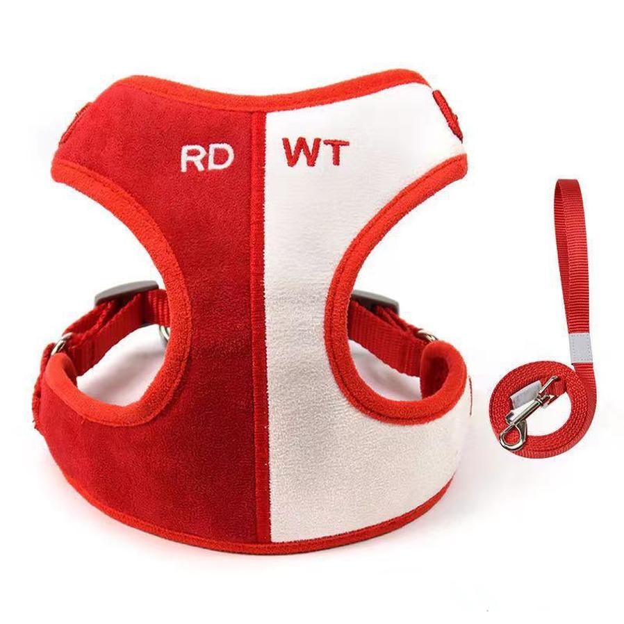 JMT-256394 Soft Suede Vest-Style Dog Harness with 1.5 Meter Leash - Available in Multiple Colors and Sizes