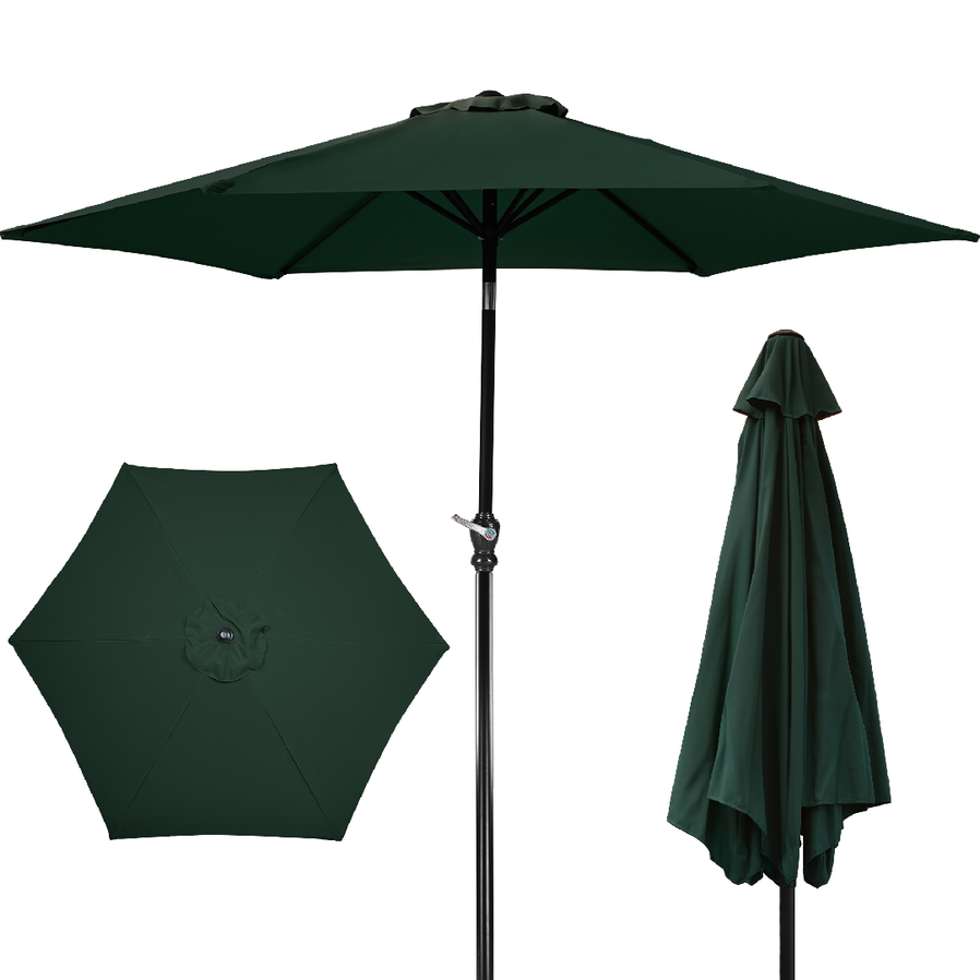 JMT-256522 Outdoor Patio Umbrella with Push-button Tilt and Crank Handle, UV and Water Resistant with 6 Sturdy Metal Ribs