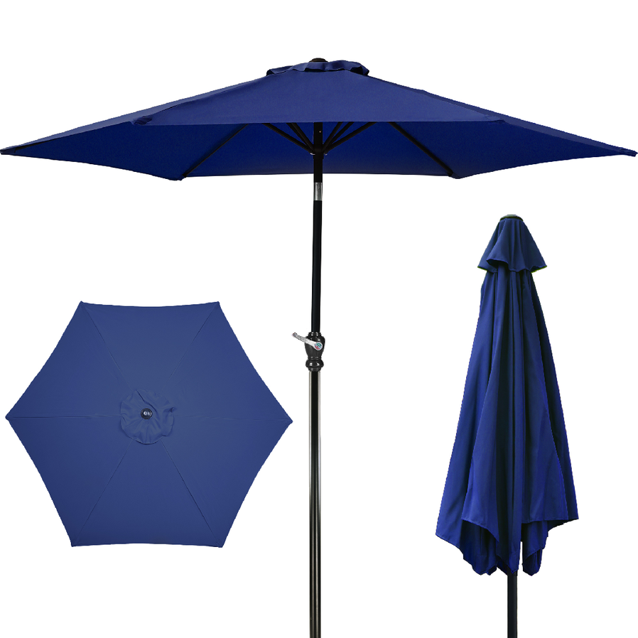 JMT-256522 Outdoor Patio Umbrella with Push-button Tilt and Crank Handle, UV and Water Resistant with 6 Sturdy Metal Ribs