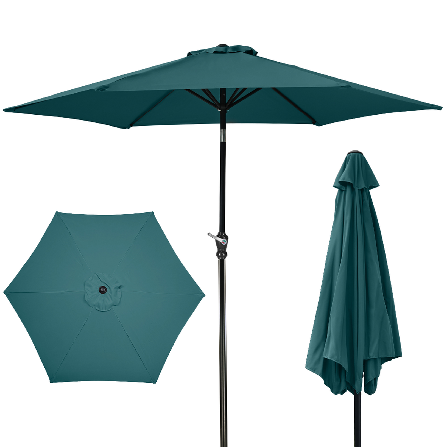 JMT-256522 Outdoor Patio Umbrella with Push-button Tilt and Crank Handle, UV and Water Resistant with 6 Sturdy Metal Ribs
