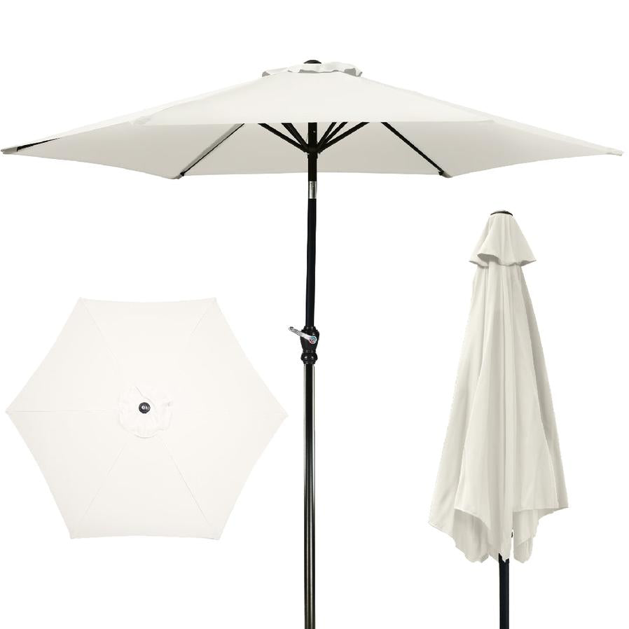 JMT-256522 Outdoor Patio Umbrella with Push-button Tilt and Crank Handle, UV and Water Resistant with 6 Sturdy Metal Ribs