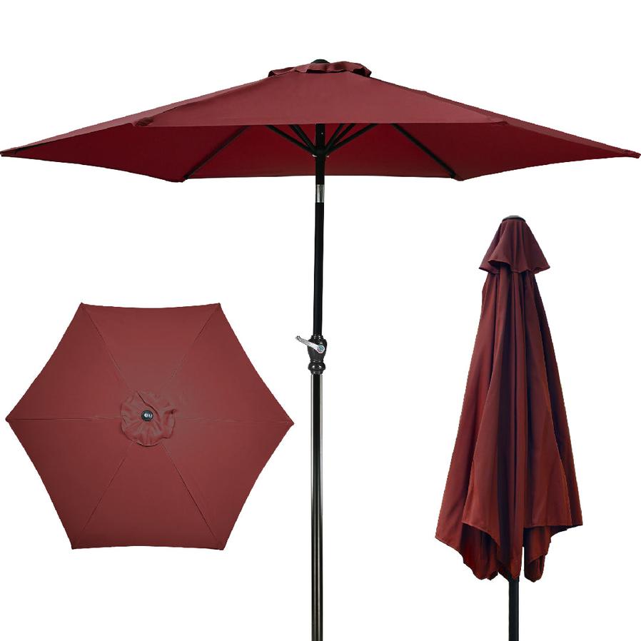 JMT-256522 Outdoor Patio Umbrella with Push-button Tilt and Crank Handle, UV and Water Resistant with 6 Sturdy Metal Ribs