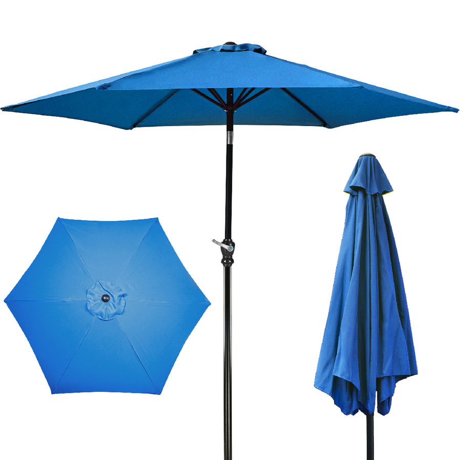 JMT-256522 Outdoor Patio Umbrella with Push-button Tilt and Crank Handle, UV and Water Resistant with 6 Sturdy Metal Ribs