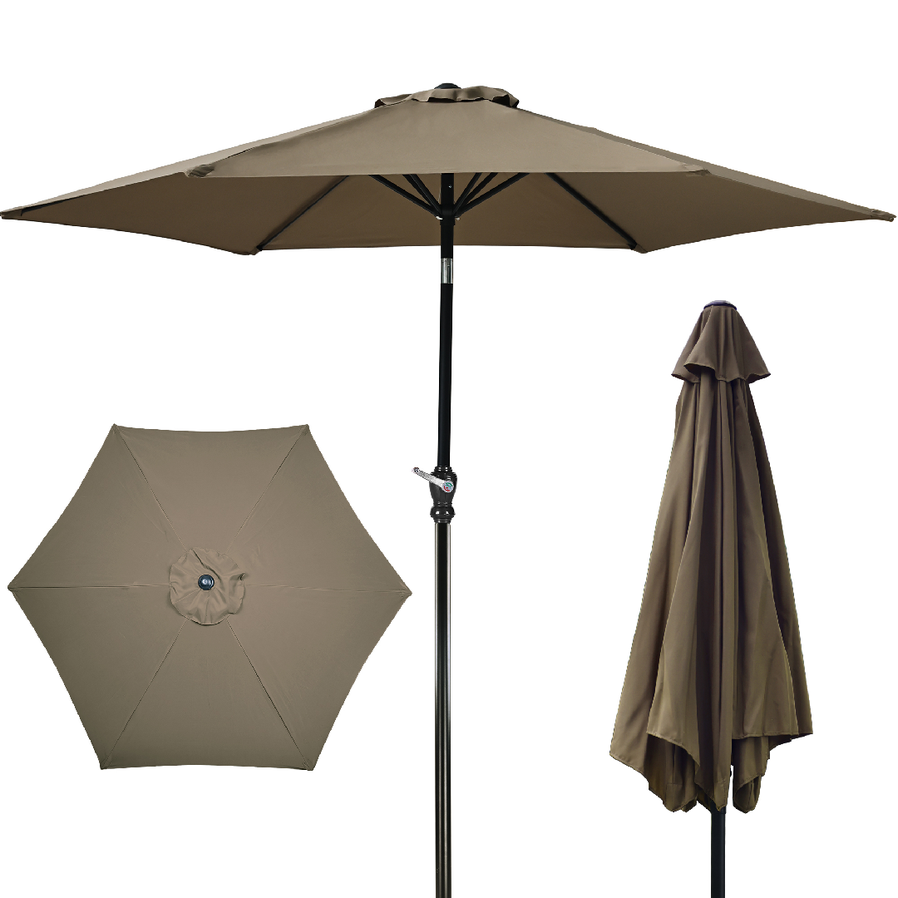JMT-256522 Outdoor Patio Umbrella with Push-button Tilt and Crank Handle, UV and Water Resistant with 6 Sturdy Metal Ribs